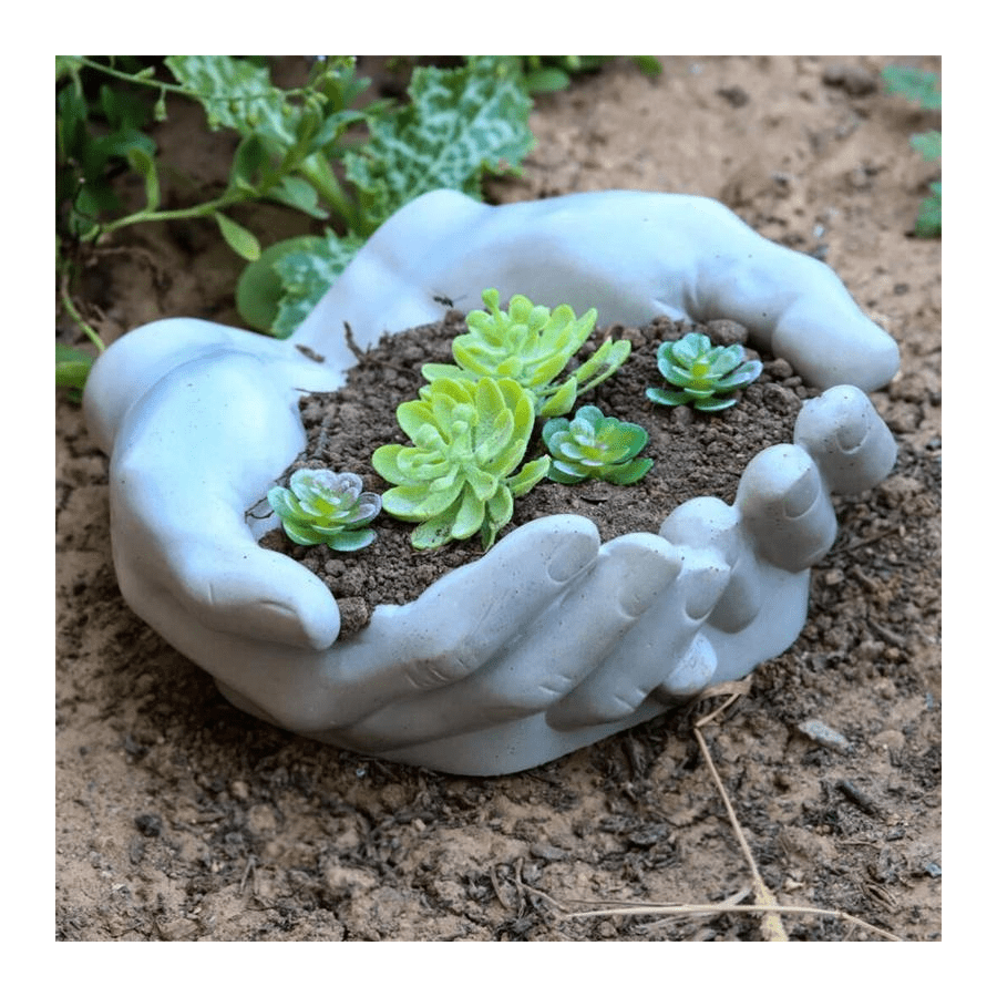 Zweihand-Betonblumentopf In Handform