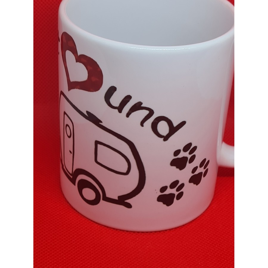 Keramiktasse mit Aufdruck "Camper mit Herz