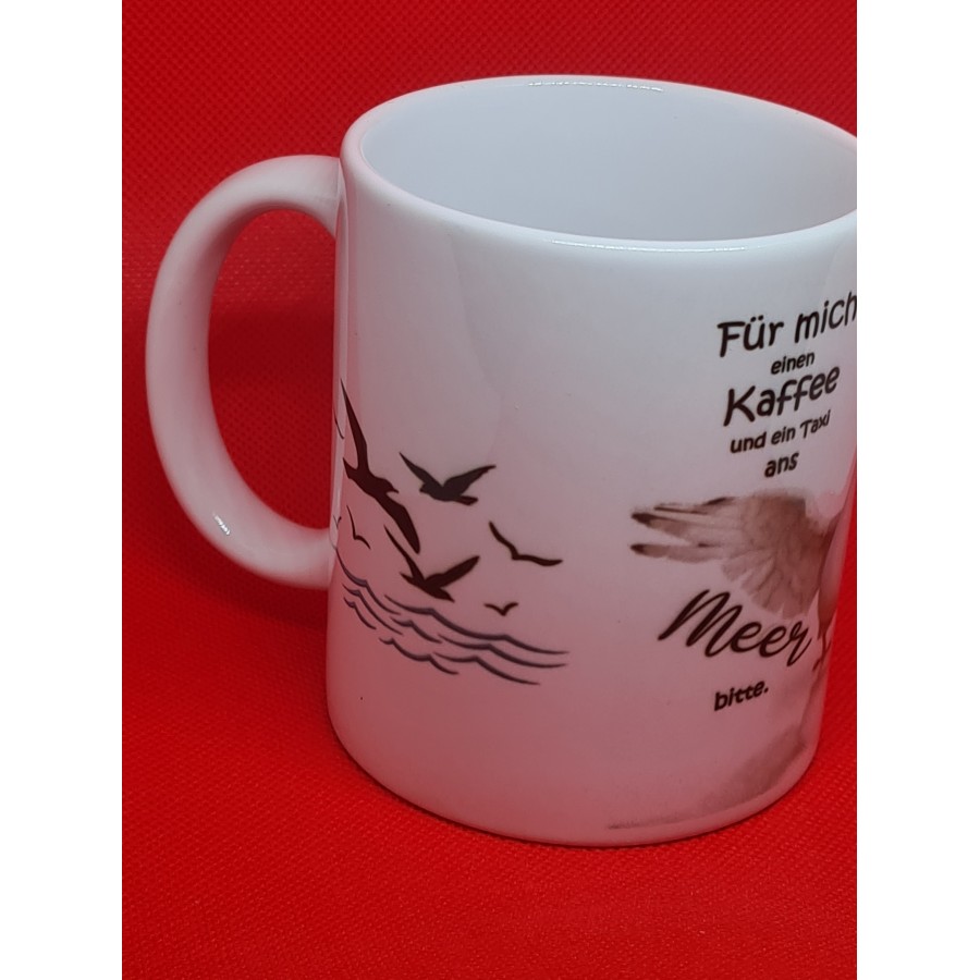 Keramiktasse mit Aufdruck "Für mich einen Kaffee"