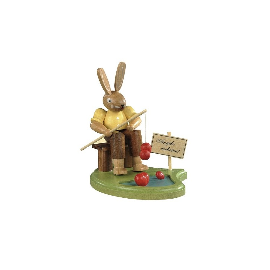 Hase Angler am Teich natur, klein, 8cm Hase Angler am Teich natur, klein, 8cm