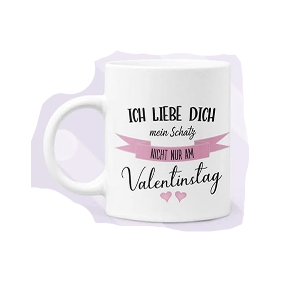 Keramiktasse mit Aufdruck "Valentinstag"