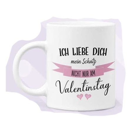 Keramiktasse mit Aufdruck "Valentinstag"