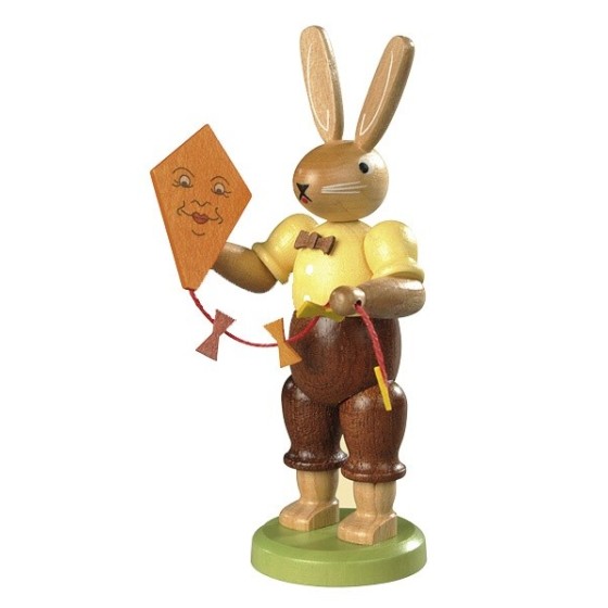 Hase mit Drachen farbig lasiert, klein, 11cm
