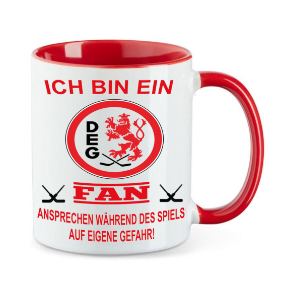 Keramiktasse mit Aufdruck "DEG Fan"