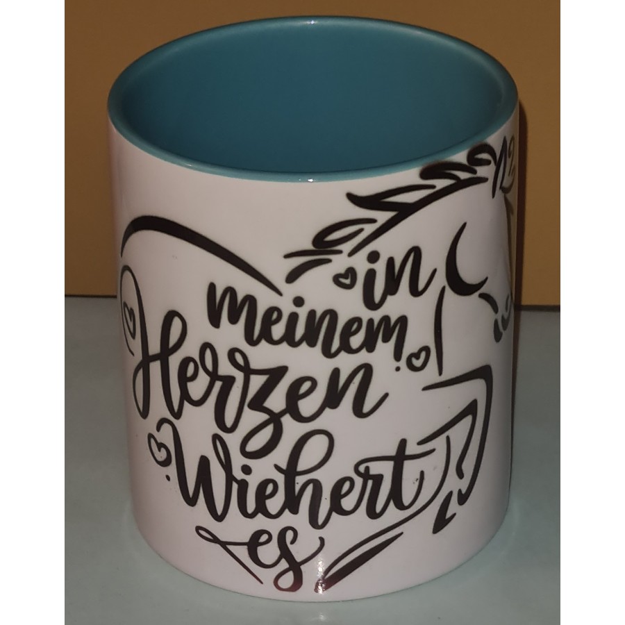 Keramiktasse mit Aufdruck "Pferd mit Spruch"