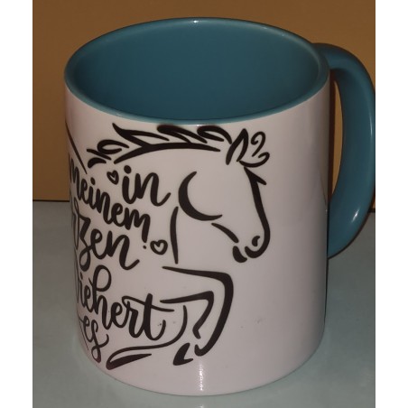 Keramiktasse mit Aufdruck "Pferd mit Spruch"