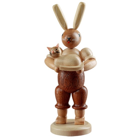 Hase mit Katze natur, klein, 11cm