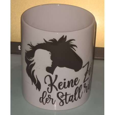 Keramiktasse mit Aufdruck "Pferd mit Spruch"