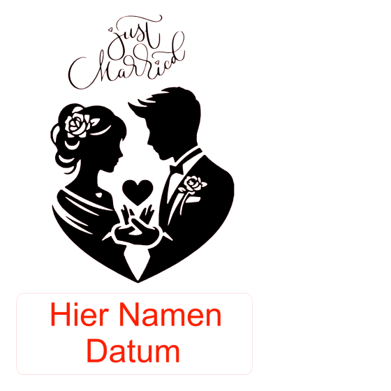 Hochzeits Silhouette in weißem A4 Bilder-Rahmen