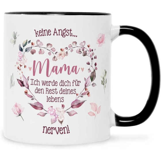 Weiße Keramik Tasse - Keine Angst Mama - Schönes Geschenk