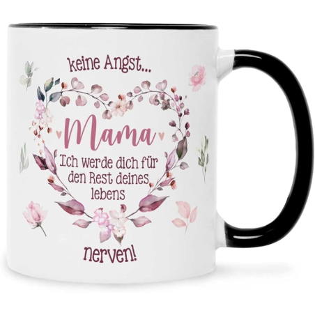 Weiße Keramik Tasse - Keine Angst Mama - Schönes Geschenk