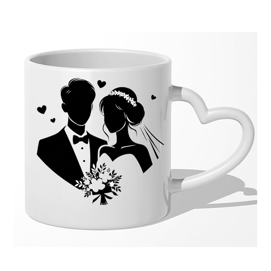 Weiße Keramik Tasse - Hochzeitspaar "1"
