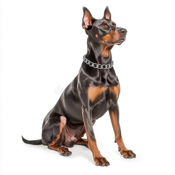 Keramiktasse mit Aufdruck "Dobermann sitzend"