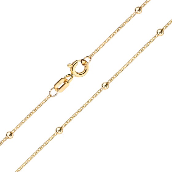 Armband Ankerkette rund mit Kugeln 19/17cm Gold 333/000